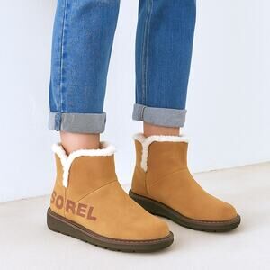Sorel Nakisha Bootie Shearling Ankle Boot Camel Brown